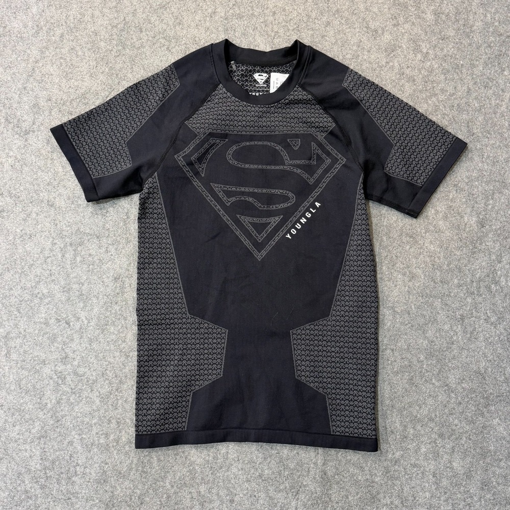 YoungLA x Superman Black Short Sleeve Compression Tee T-Shirt Men's Sizel Medium